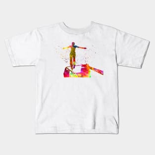 Bungee jumping base jump in watercolor Kids T-Shirt